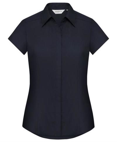 Ladies' Cap Sleeve Polycotton Easy Care Fitted Poplin Shirt