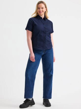 Ladies Pinpoint Oxford Half Sleeve Shirt