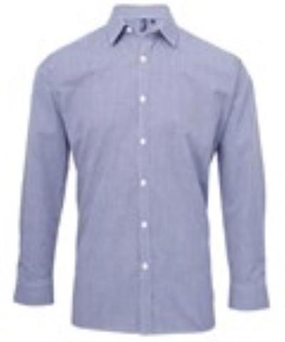 Mens Long Sleeve Gingham Microcheck Shirt