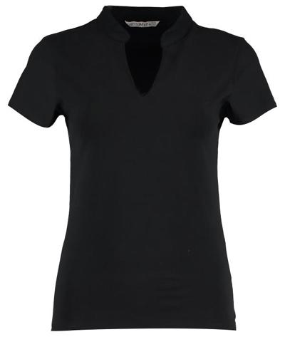 Women's Corporate Short Sleeve Top V-Neck Mandarin Collar