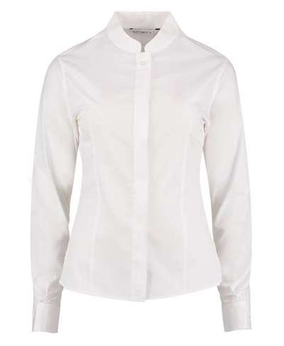 Women's Mandarin Collar Fitted Shirt Long Sleeved