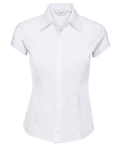Ladies' Cap Sleeve Polycotton Easy Care Fitted Poplin Shirt