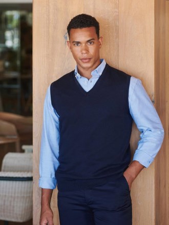 Mens Sleeveless V Neck Jumper