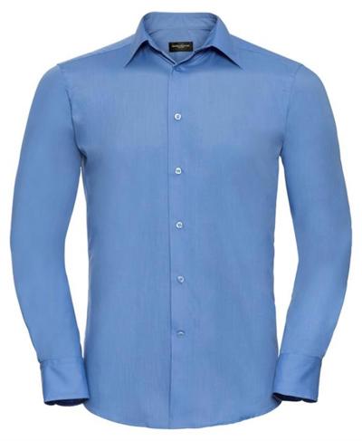 Men's Long Sleeve Poly Cotton Easy Care Tailored Poplin Shirt