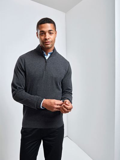Mens 1/4 Zip Knitted Sweater