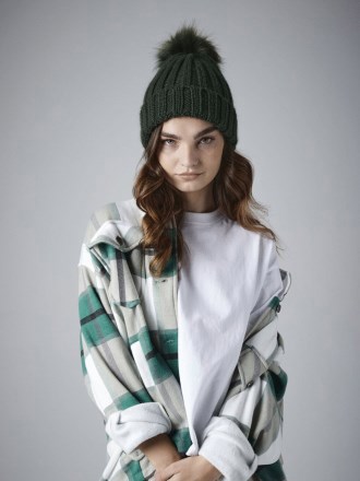 Verbier Fur Pop Pom Chunky Beanie