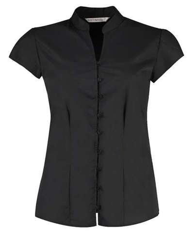 Women's Continental Blouse Mandarin Collar Cap Sleeve