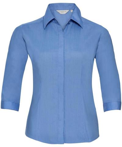 Ladies' 3/4 Sleeve Poly Cotton Easy Care Fitted Polin Shirt