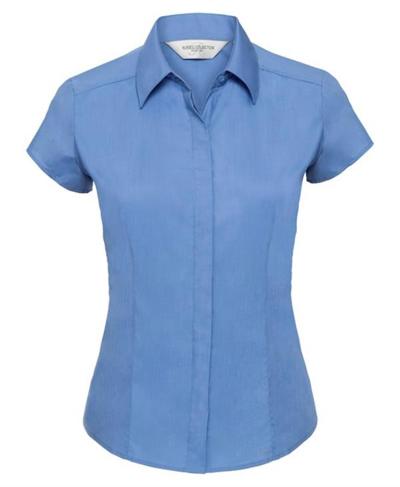 Ladies' Cap Sleeve Polycotton Easy Care Fitted Poplin Shirt