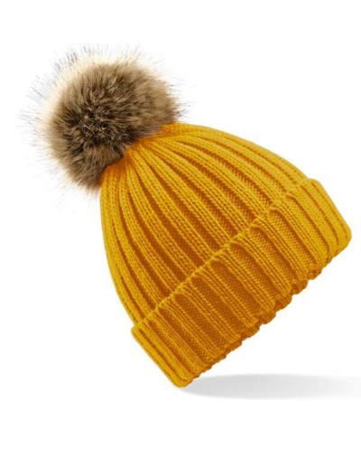 Fur Pom Pom Chunky Beanie