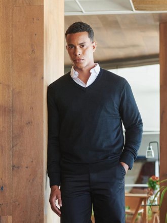Mens Cashmere V Neck Jumper