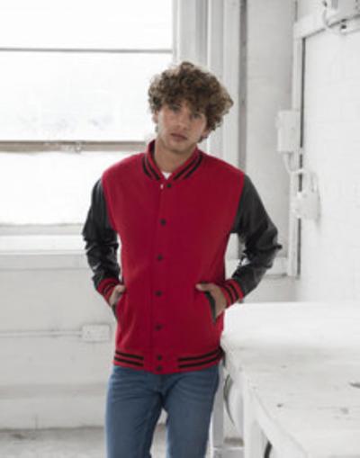 Letterman Jacket Faux Leather Sleeves