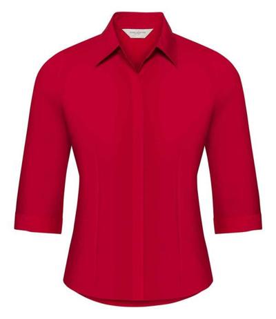 Ladies' 3/4 Sleeve Poly Cotton Easy Care Fitted Polin Shirt