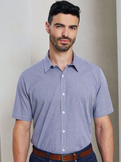 Microcheck (Gingham) Short Sleeve Cotton Shirt