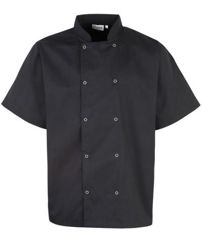 Studded Front Short Sleeve Chef's Jacket