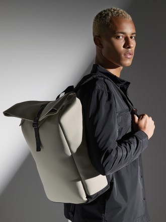 Matte PU Roll Top Backpack