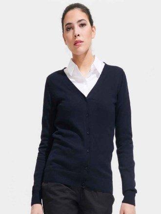 Ladies Golden Cotton Acrylic V Neck Cardigan