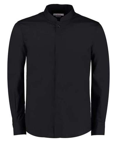 Mandarin Collar Fitted Shirt Long Sleeved