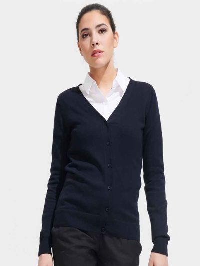 Ladies Golden Cotton Acrylic V Neck Cardigan