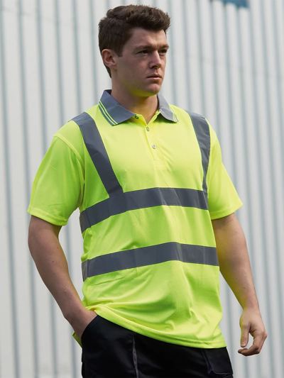Hi vis short sleeved polo