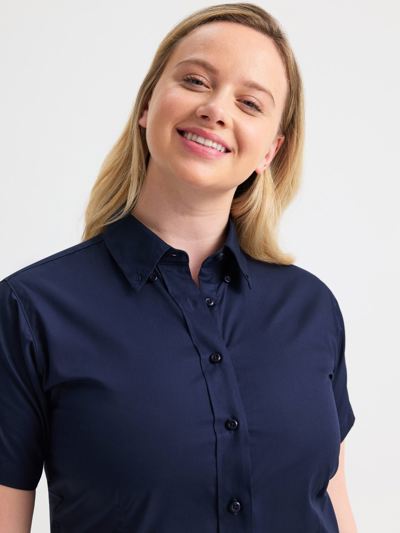 Ladies Pinpoint Oxford Half Sleeve Shirt