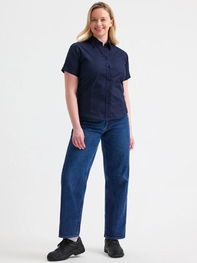 Ladies Pinpoint Oxford Half Sleeve Shirt