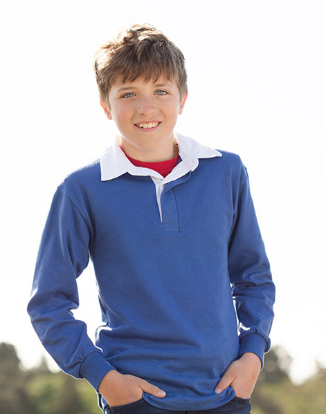 Kids Long Sleeve Plain Rugby Shirt
