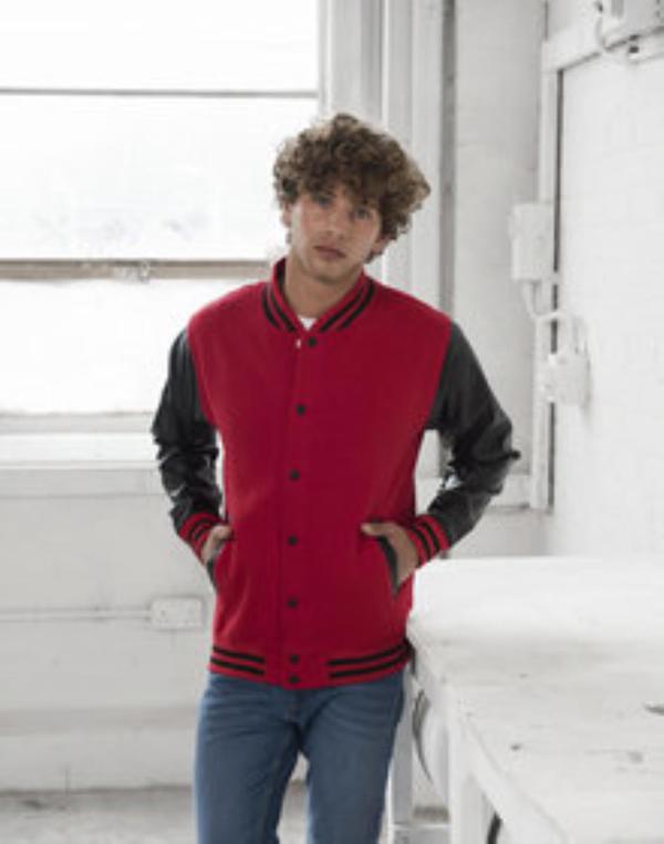 Letterman Jacket Faux Leather Sleeves