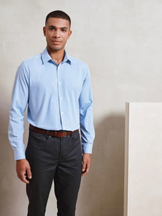 Mens Long Sleeve Gingham Microcheck Shirt