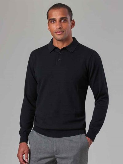 Brook Taverner Casper Knitted Long Sleeve Polo Shirt