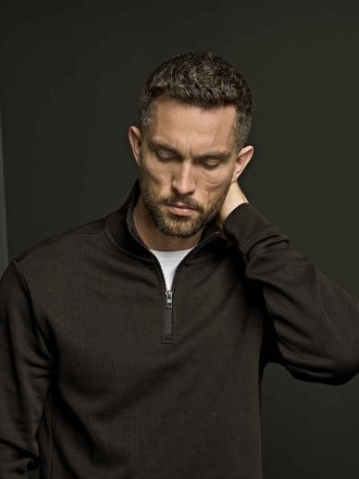 Tee Jays Ribbed Interlock Half Zip Sweatshirt