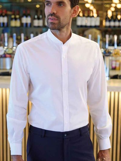 Brook Taverner Volterra Long Sleeve Grandad Collar Shirt