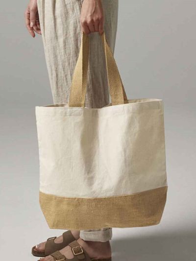 Westford Mill Jute Base Canvas Tote Bag