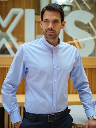 Brook Taverner Volterra Long Sleeve Grandad Collar Shirt