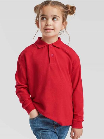 Fruit of the Loom Kids Long Sleeve Poly/Cotton Piqué Polo Shirt