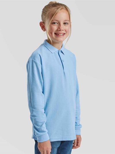 Fruit of the Loom Kids Long Sleeve Poly/Cotton Piqué Polo Shirt