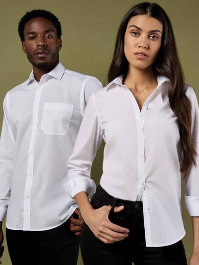 Kustom Kit Long Sleeve Tailored Poplin Shirt
