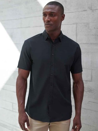 Henbury Short Sleeved Cotton Feel Coolplus® Shirt