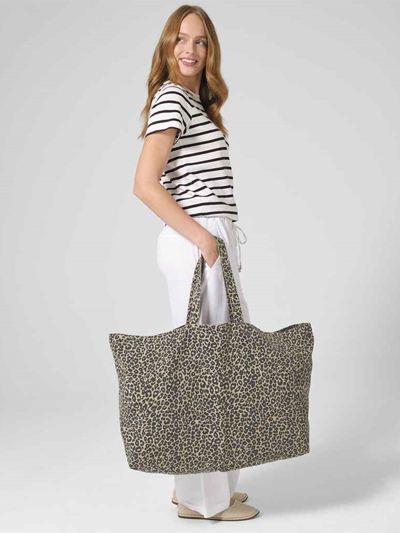 Westford Mill Leopard Print Canvas Oversized Tote Bag