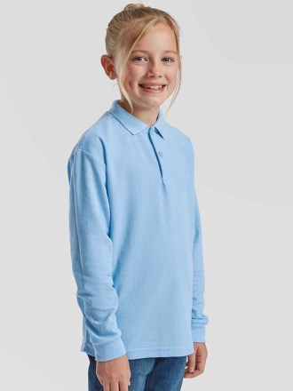 Fruit of the Loom Kids Long Sleeve Poly/Cotton Piqué Polo Shirt
