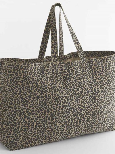 Westford Mill Leopard Print Canvas Oversized Tote Bag