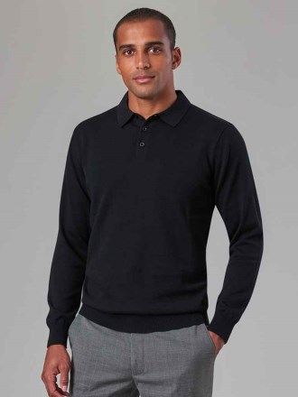Brook Taverner Casper Knitted Long Sleeve Polo Shirt
