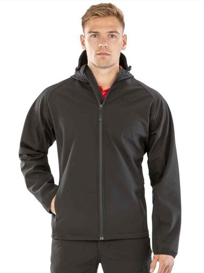 Result Recycled Three Layer Printable Hooded Soft Shell Jacket