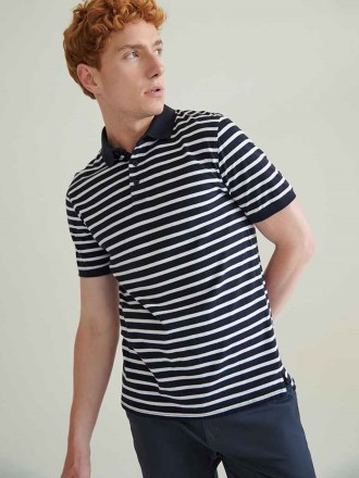 Front Row Striped Jersey Polo Shirt