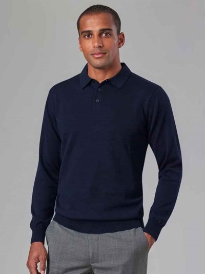 Brook Taverner Casper Knitted Long Sleeve Polo Shirt