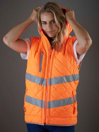Yoko Hi-Vis Kensington Hooded Gilet
