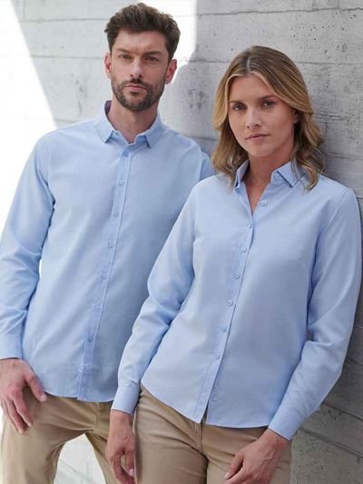 Henbury Long Sleeved Cotton Feel Coolplus® Shirt