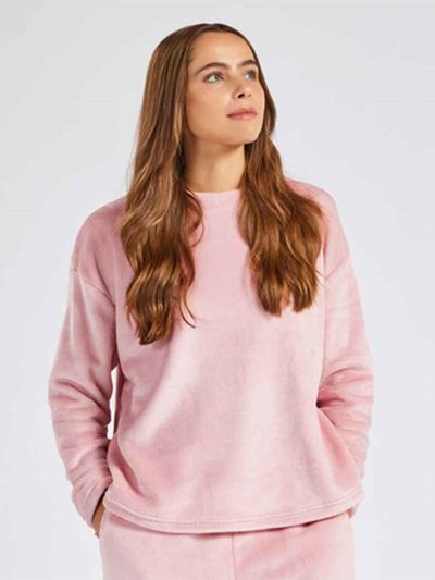 Brand Lab Ladies Plush Fleece Crew Neck Sweatshirt