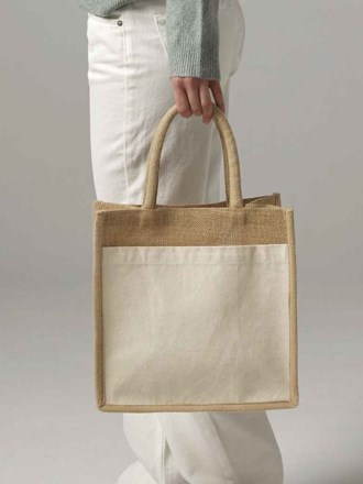 Westford Mill Cotton Pocket Natural Starched Jute Midi Tote Bag