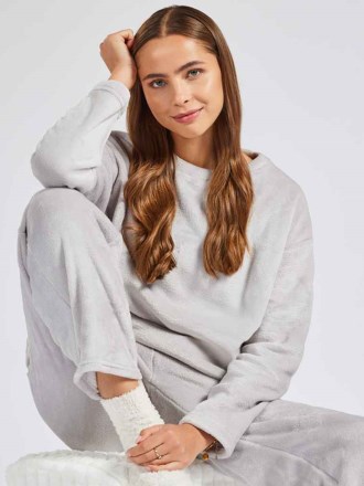 Brand Lab Ladies Plush Fleece Crew Neck Sweatshirt